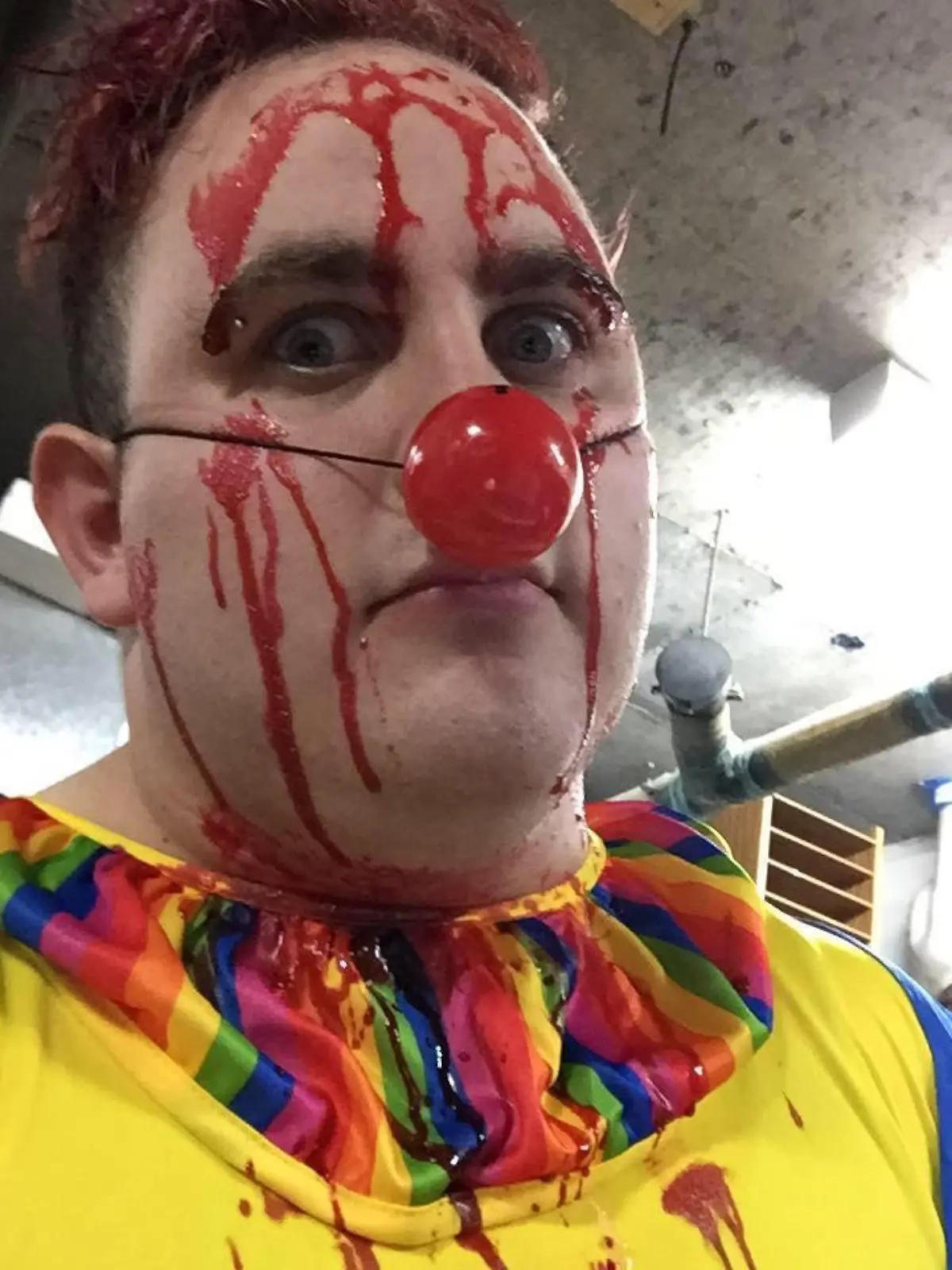 Benjamin Heels verkleidet als Horror-Clown.