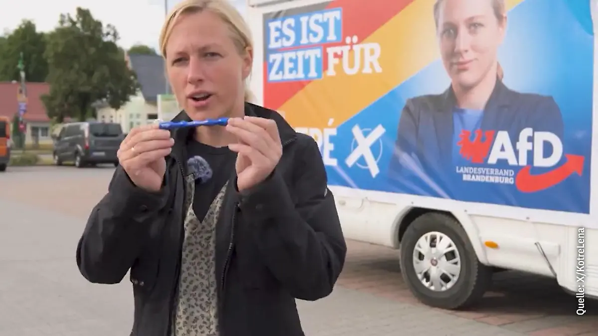 AfD-Politikerin teleilt Nahkampf-Waffen im Wahlkampf Populistieks Werbegeschenk