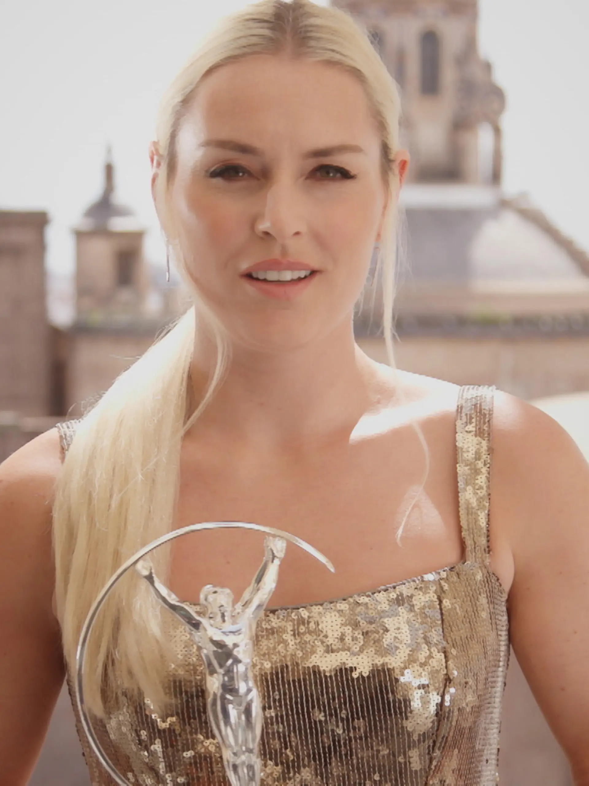 UNSPECIFIED - UNSPECIFIED DATE: In this handout screengrab released on April 24, Laureus Academy Member and host Lindsey Vonn during the Laureus World Sports Awards 2022 Virtual Award Ceremony. (Photo by Handout/Laureus via Getty Images)