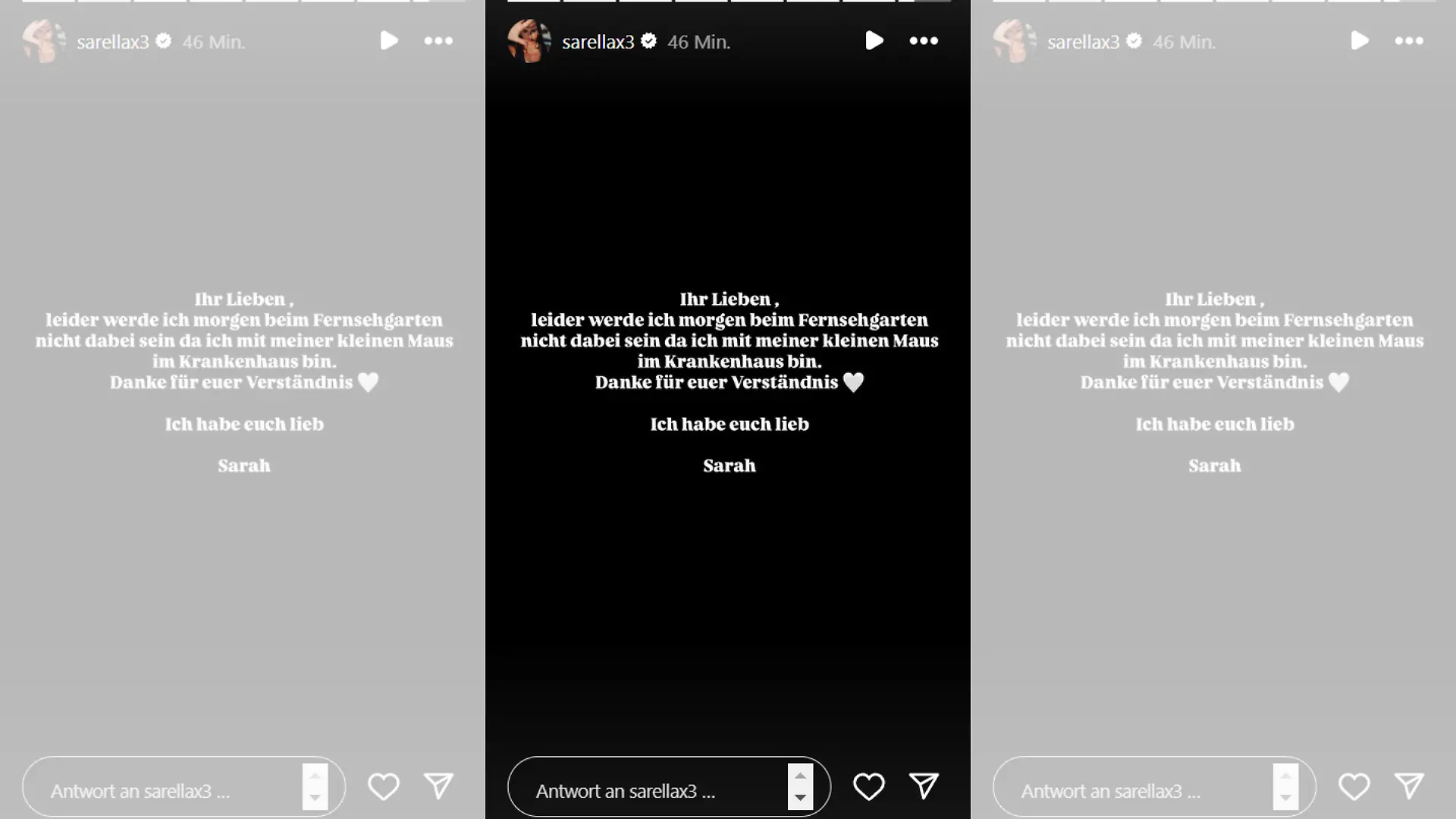 Mit diesen Zeilen meldet sich Sarah Engels bei ihren Fans auf Instagram. Weil es ihrer Tochter nicht gut geht, sagt sie ihren Auftritt beim Fernsehgarten ab.