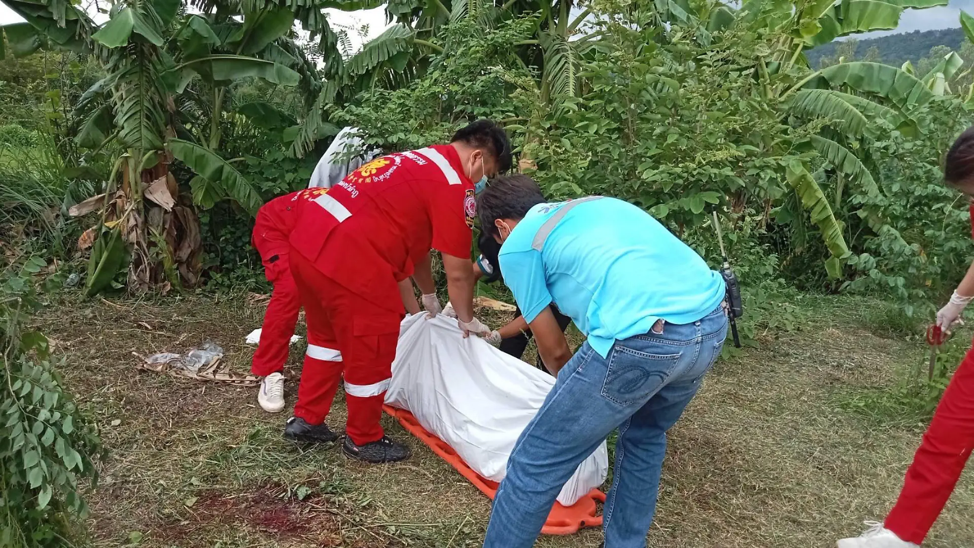 A gardener was killed in a gruesome freak accident when a grass strimmer he 'fitted with the wrong blade' accidentally cut off his penis.
Praditsil Chuaypad, 39, was mowing a field in Nong Bua Lamphu, northern Thailand, on June 28 and had used a larger fibre cutting wheel to speed up his work - with disastrous consequences.
PACKAGE: Pictures, text