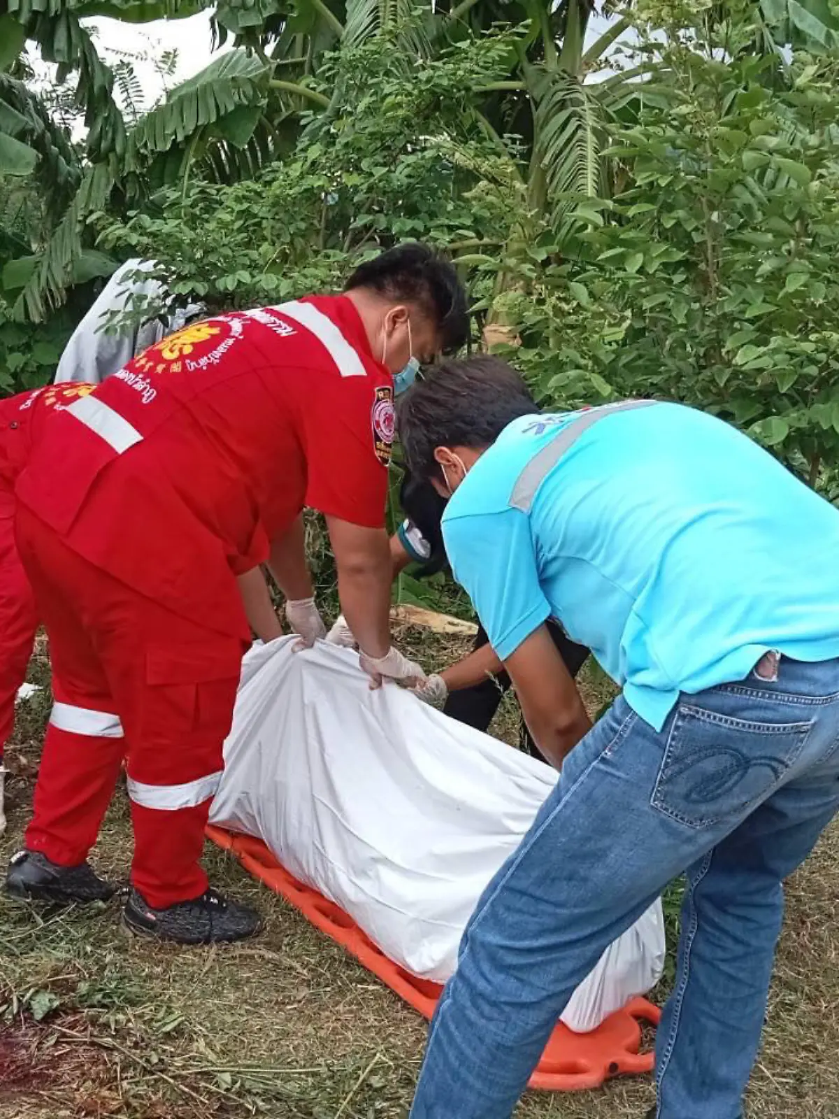 A gardener was killed in a  gruesome freak accident when a grass strimmer he 'fitted with the wrong blade' accidentally cut off his penis.

Praditsil Chuaypad, 39, was mowing a field in Nong Bua Lamphu, northern Thailand, on June 28 and had used a larger fibre cutting wheel to speed up his work - with disastrous consequences.   PACKAGE: Pictures, text
