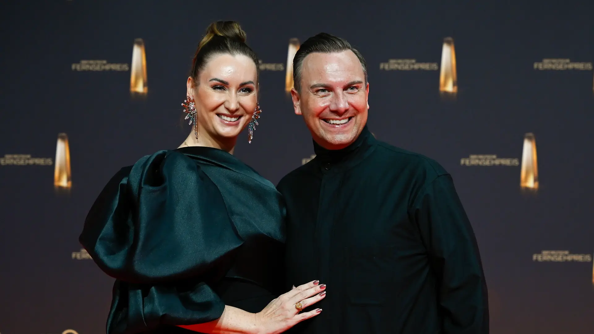 Katharina und Tim Raue bei der Verleihung des Deutschen Fernsehpreises in den MMC Studios in Köln.