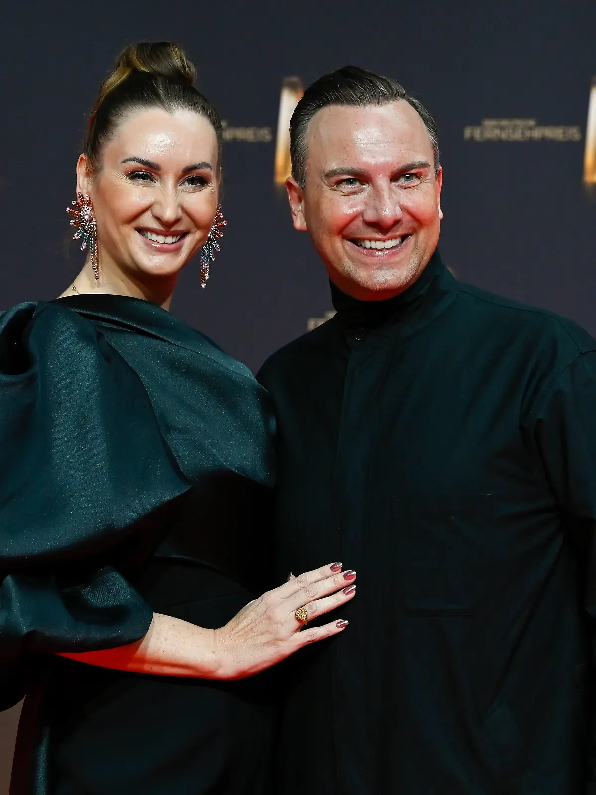 Katharina und Tim Raue bei der Verleihung des Deutschen Fernsehpreises in den MMC Studios in Köln.