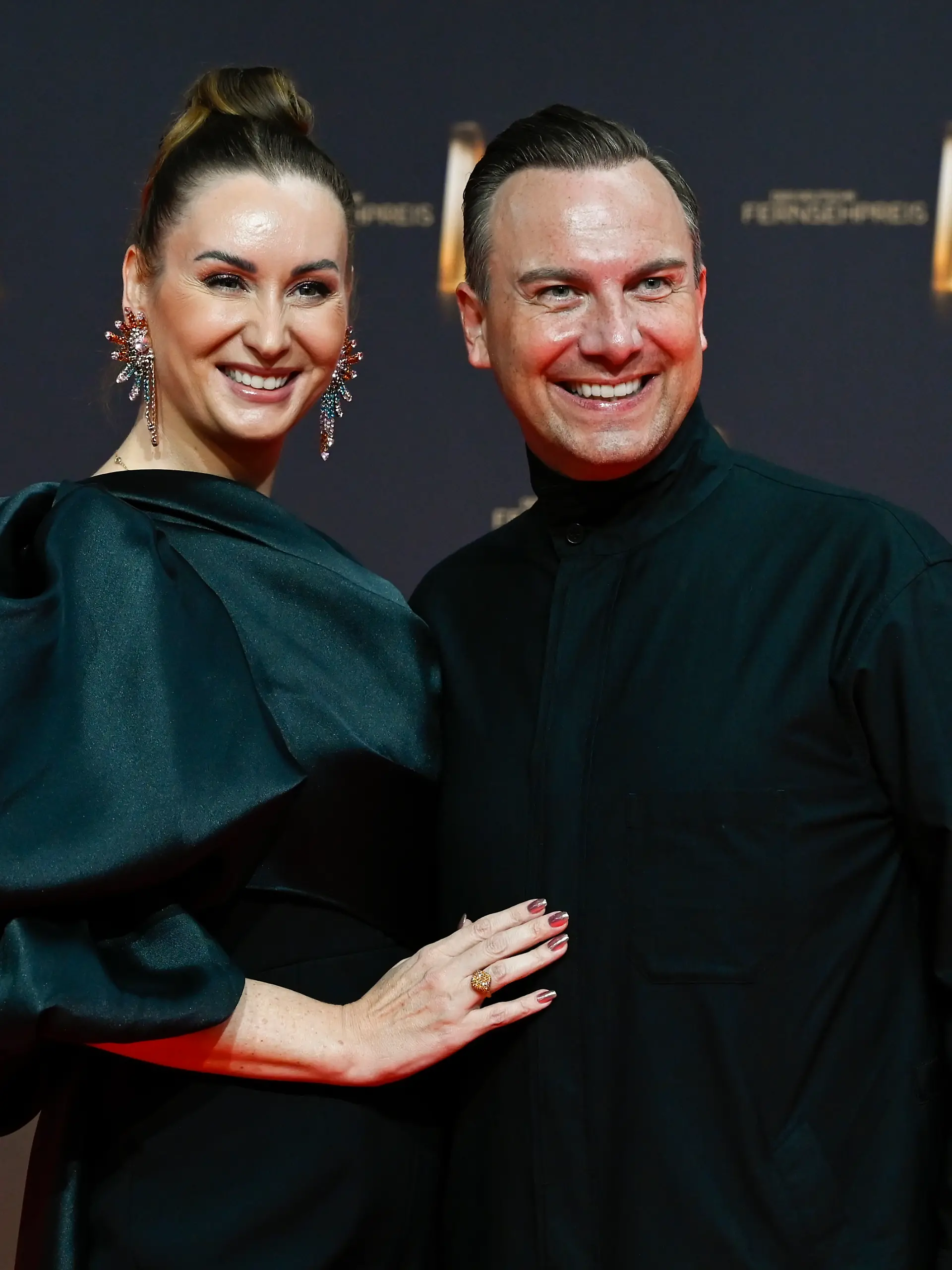 Katharina und Tim Raue bei der Verleihung des Deutschen Fernsehpreises in den MMC Studios in Köln.