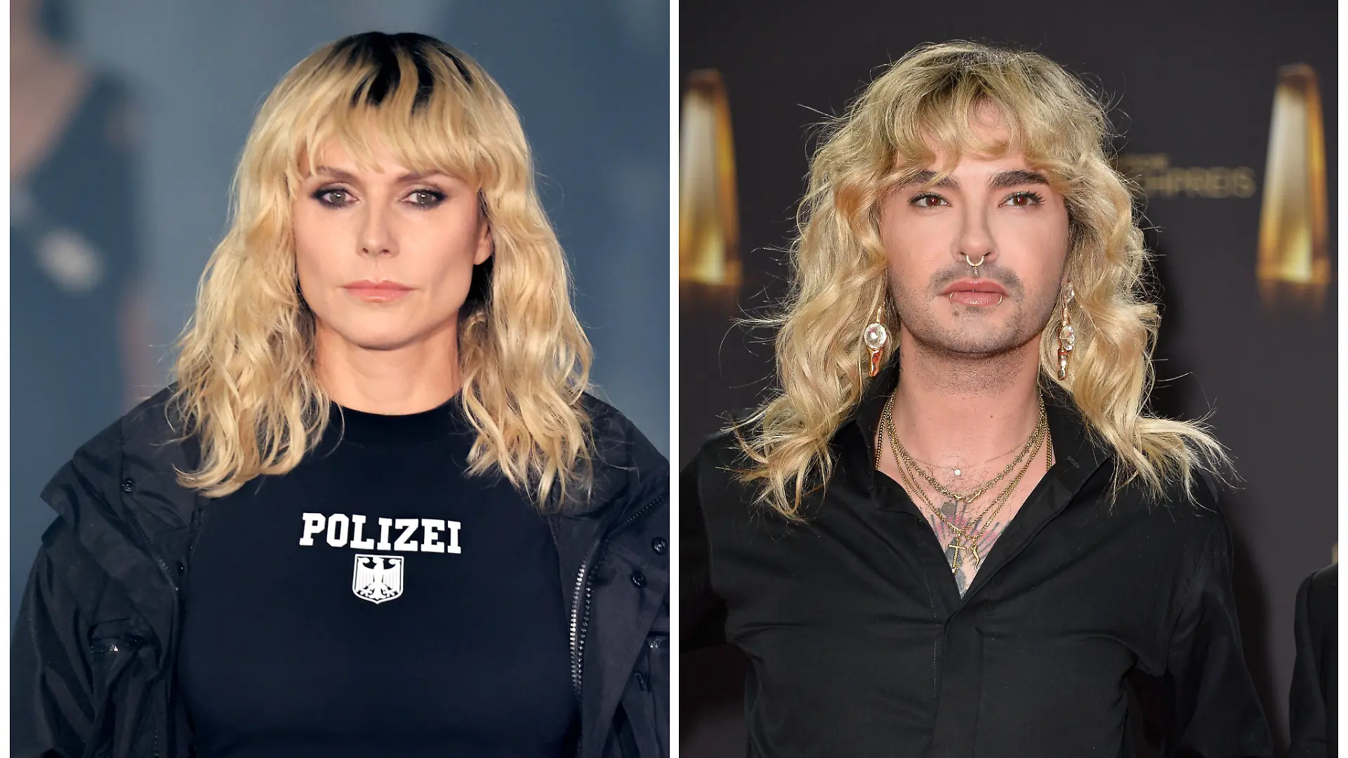 Mittellange, wellige Haare, Pony und dunkler Ansatz. Bei diesem Look haben Heidi und Bill einige Gemeinsamkeiten.
