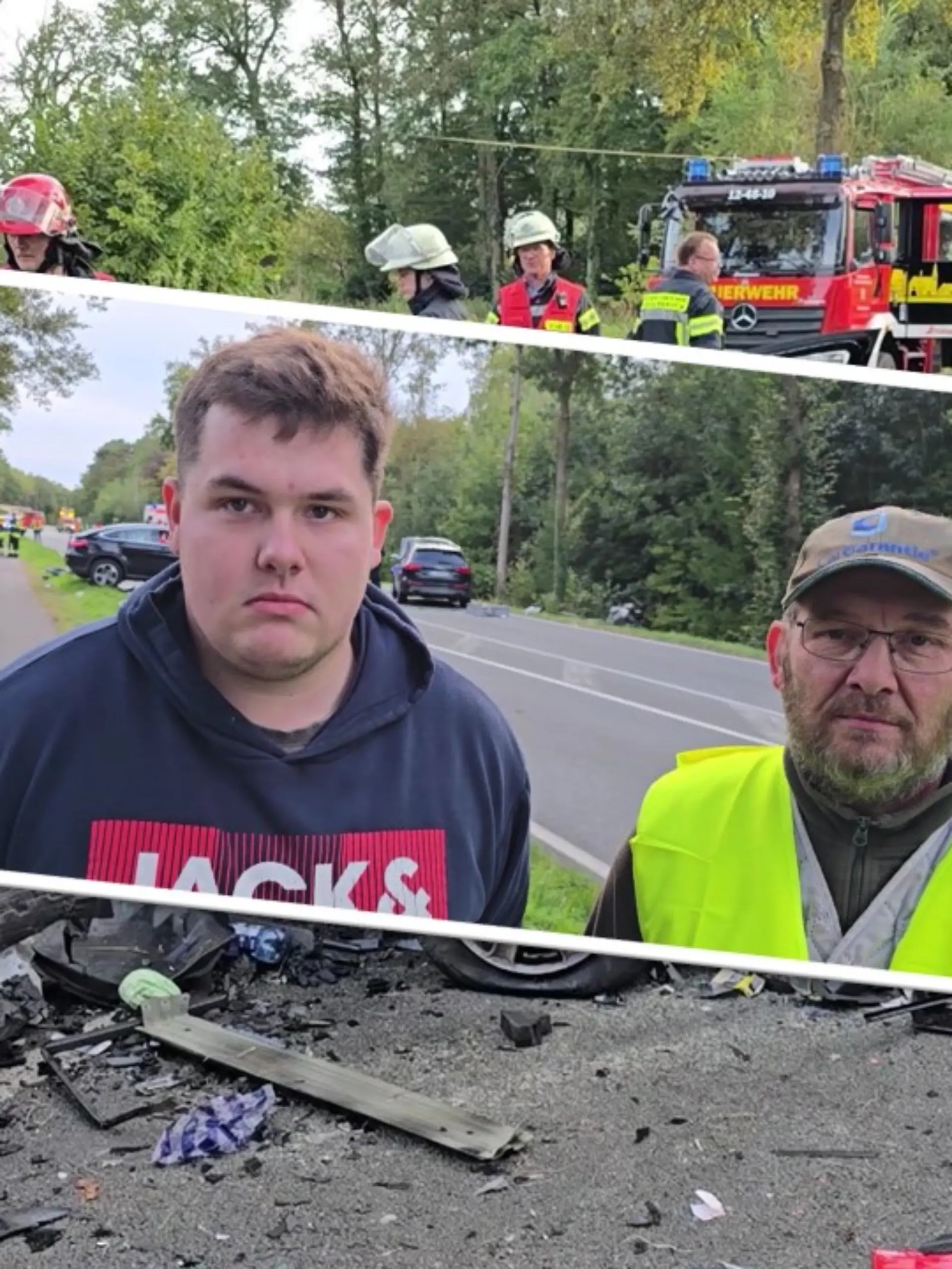 Bild zu: "Mit Cola Autobrand gelöscht - Vater und Sohn werden bei Unfall zu Helden"