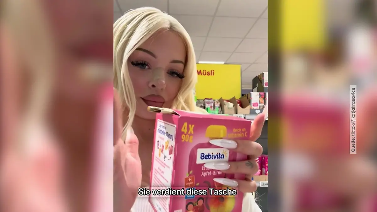 Katja Krasavice doneert geld aan producten in de supermarkt!