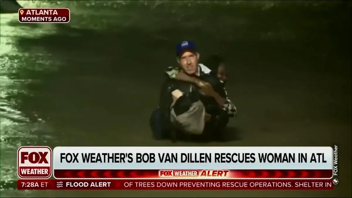 Wetter-Reporter rettet Frau vor de Helene-Fluten Er is waarschijnlijk live op Sendung!