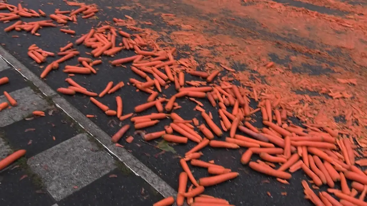 Skurriler Polizeieinsatz: Möhrenbrei mal als Anders Slander verliert Ladung