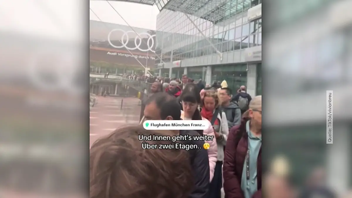 Twee kilometer lange warteschlange voor chaos bij de veiligheidscontrole op de luchthaven van München