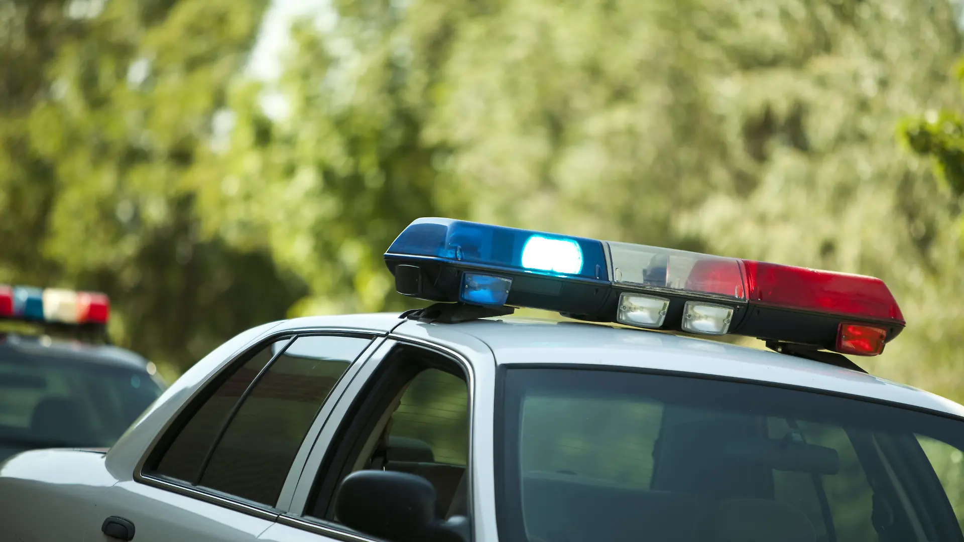 USA, police car with lights on
