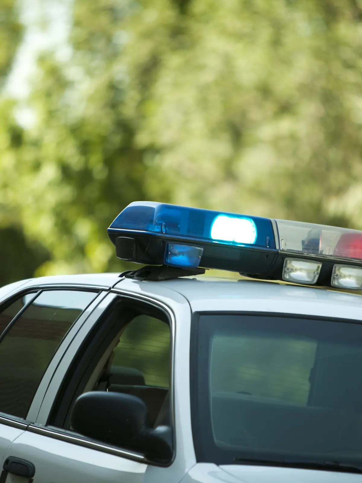 USA, police car with lights on