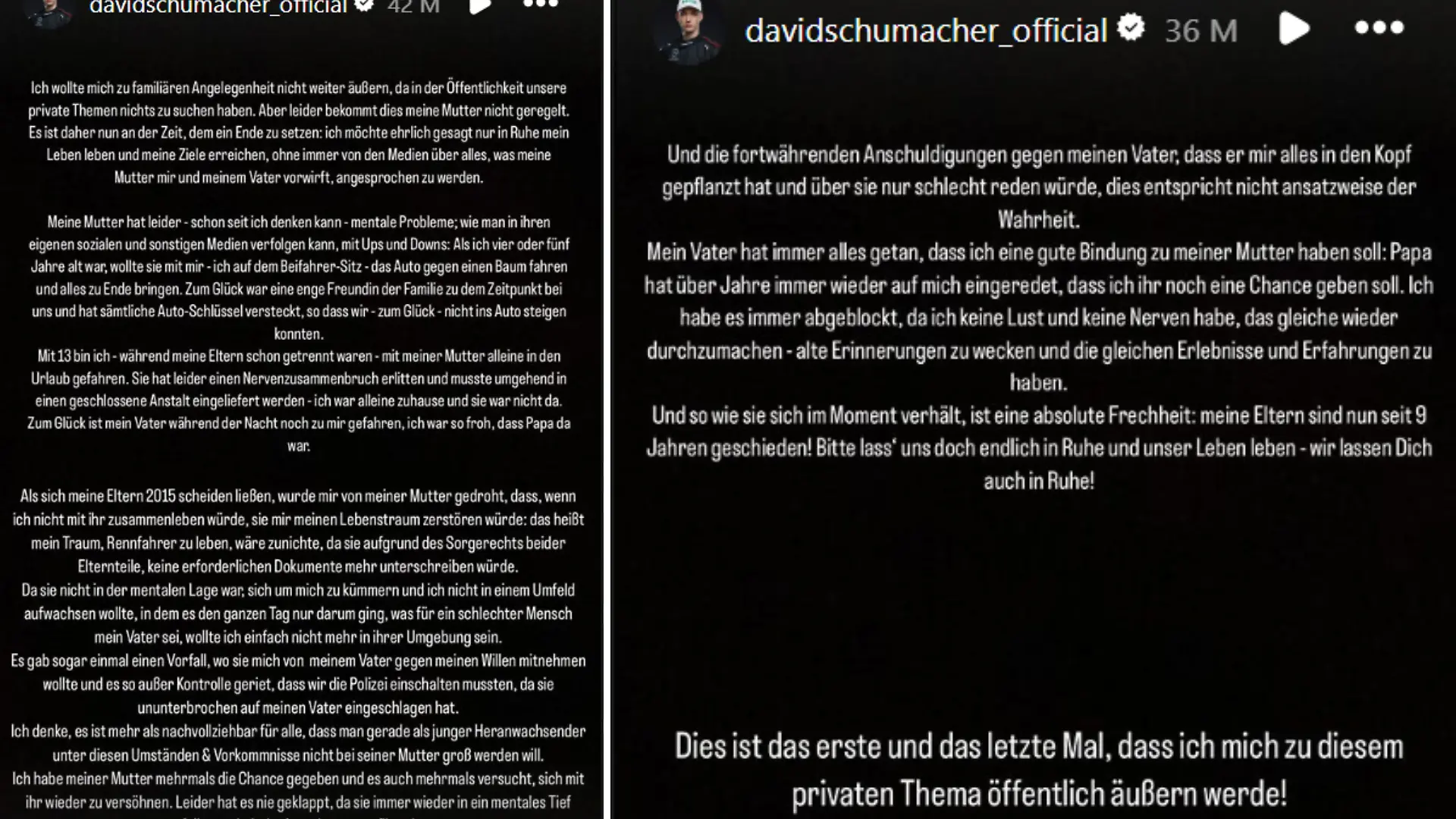 Das Statement von David Schumacher