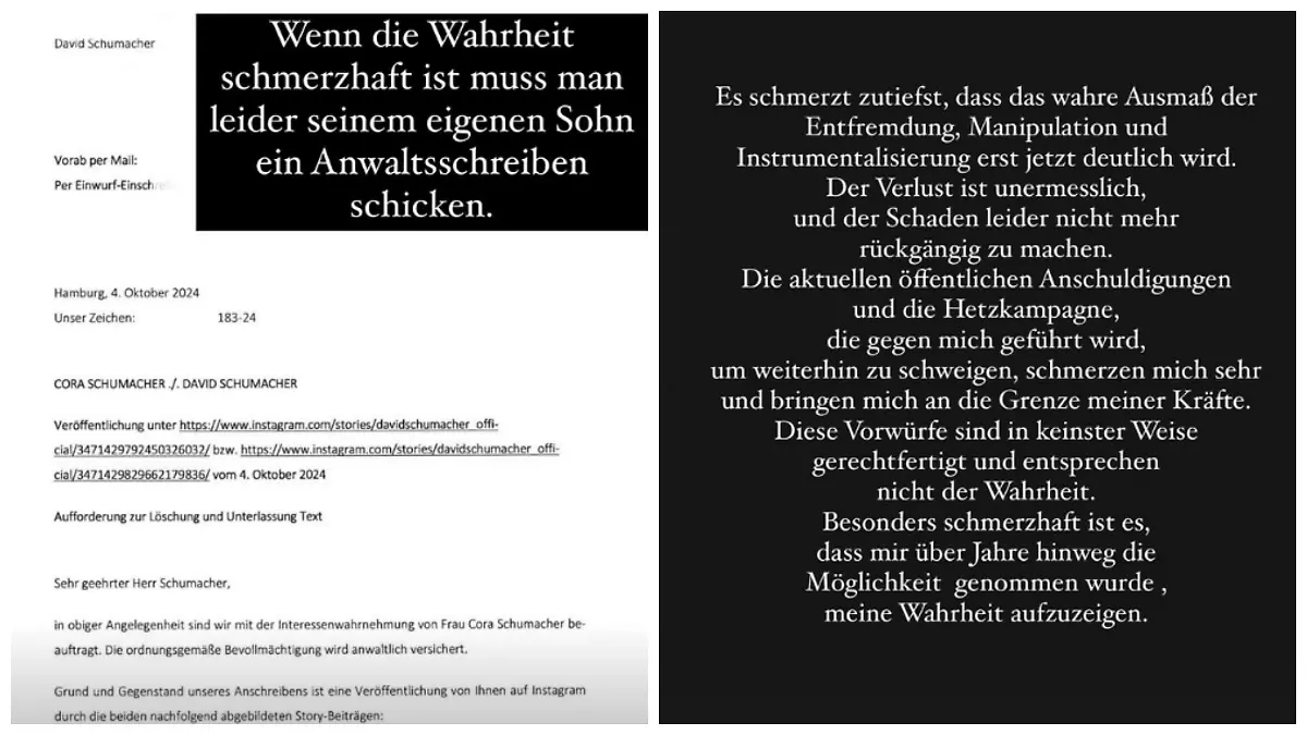 Sowohl David als auch Cora Schumacher meldeten sich erneut bei Instagram