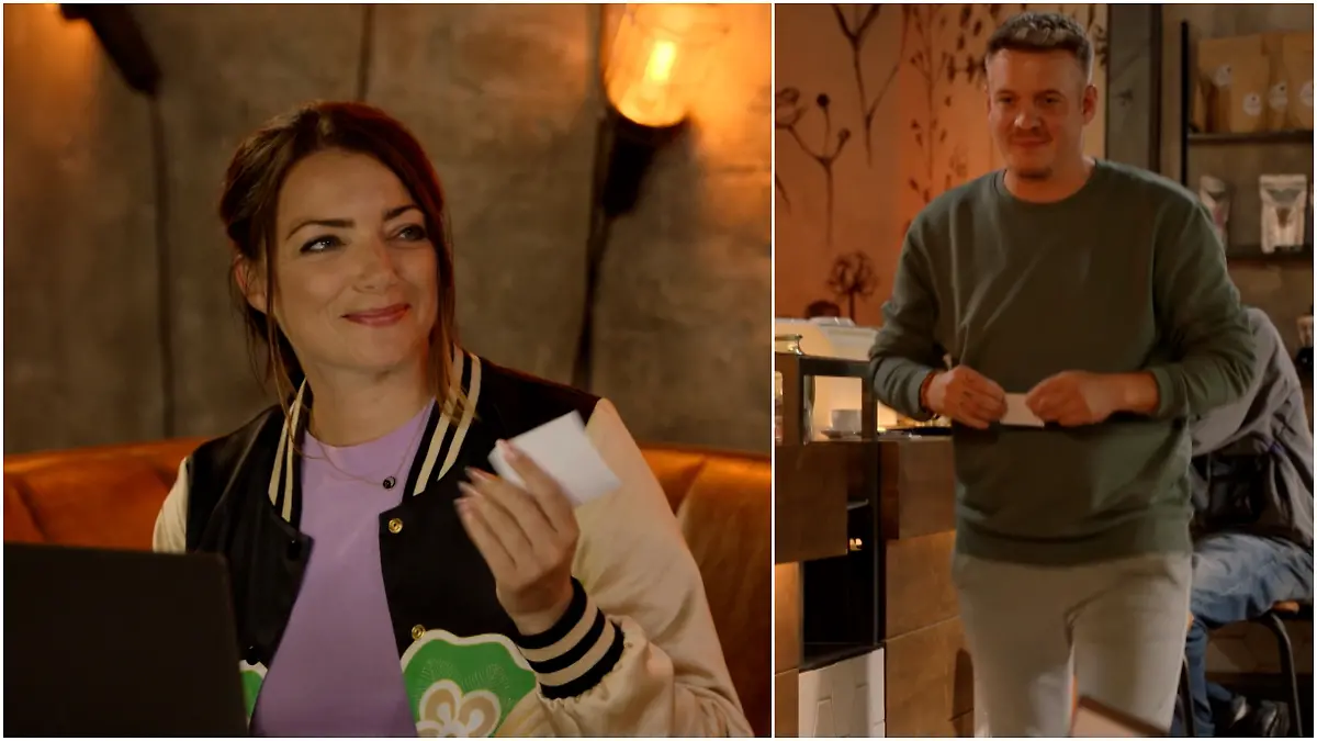 Anne Menden mit ihrem Freund vor der GZSZ-Kamera