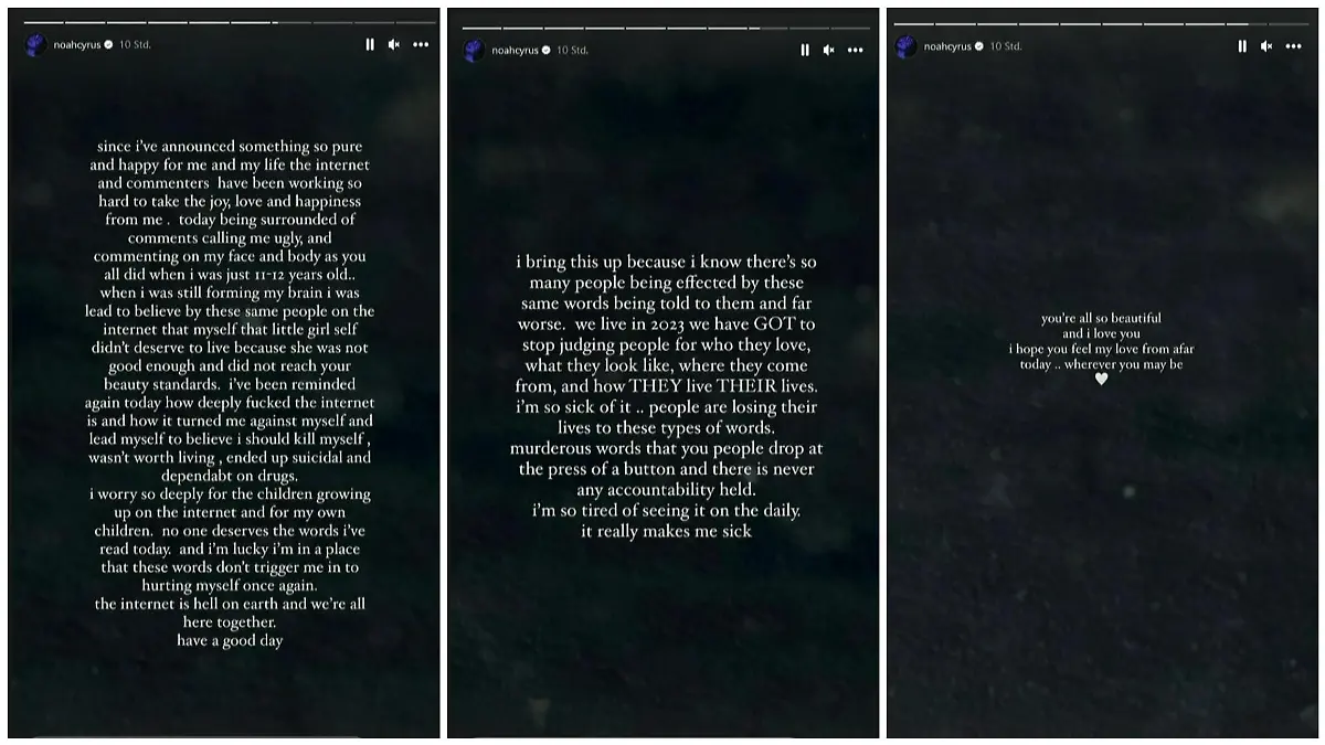 Auf Instagram teilt Noah Cyrus ein ernstes Statement über ihre Hater.