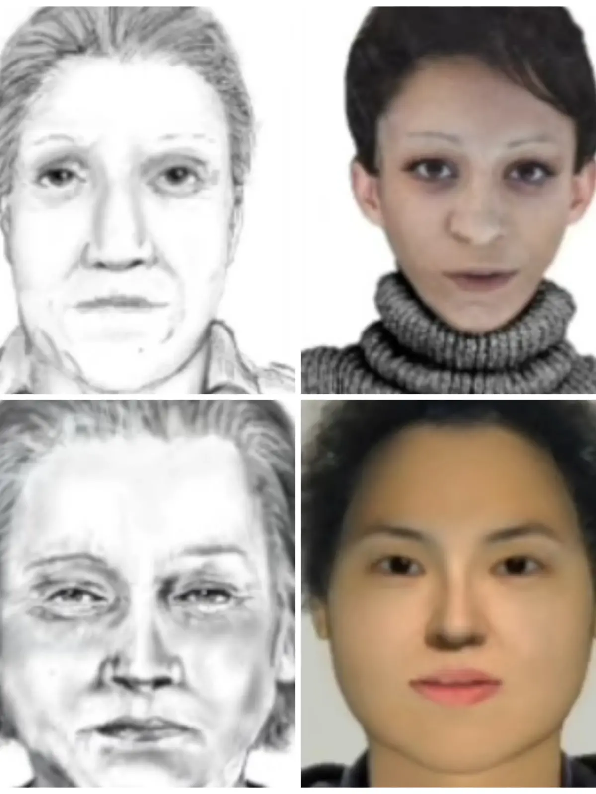 Eine Collage mit Porträts von Frauen. 