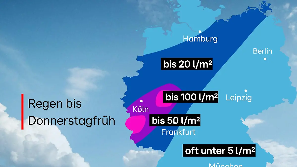 Niederschlagssummen am Mittwoch