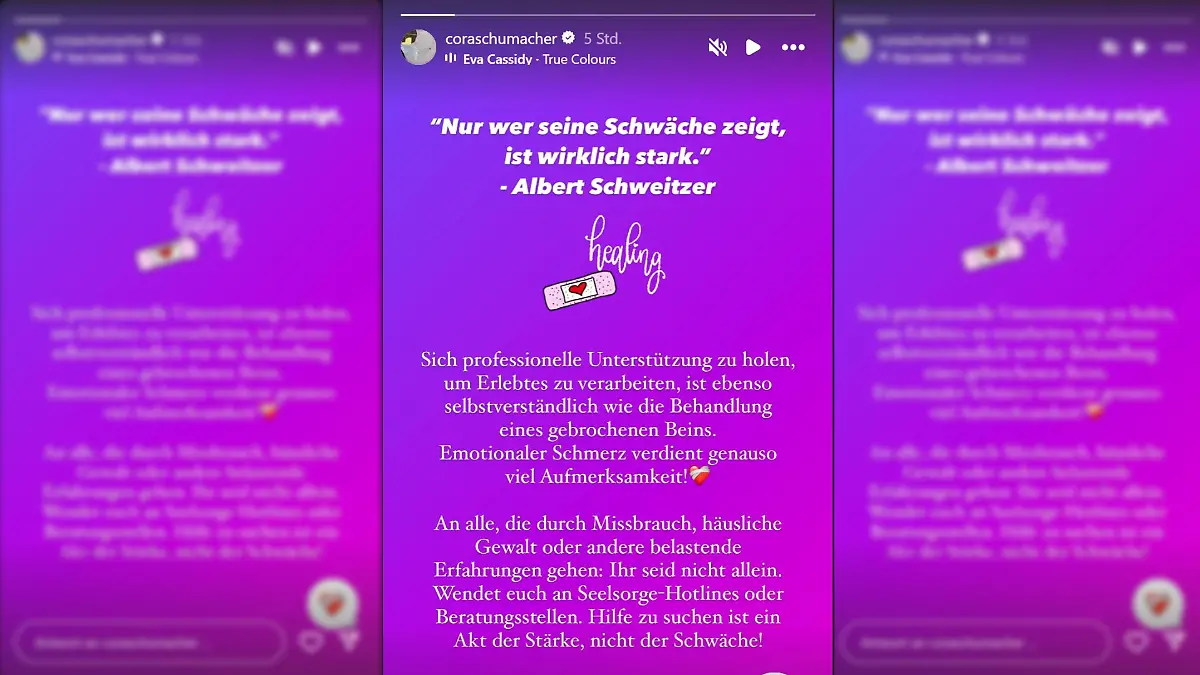 Mit diesem Post hat sich Cora Schumacher wieder bei Instagram gemeldet