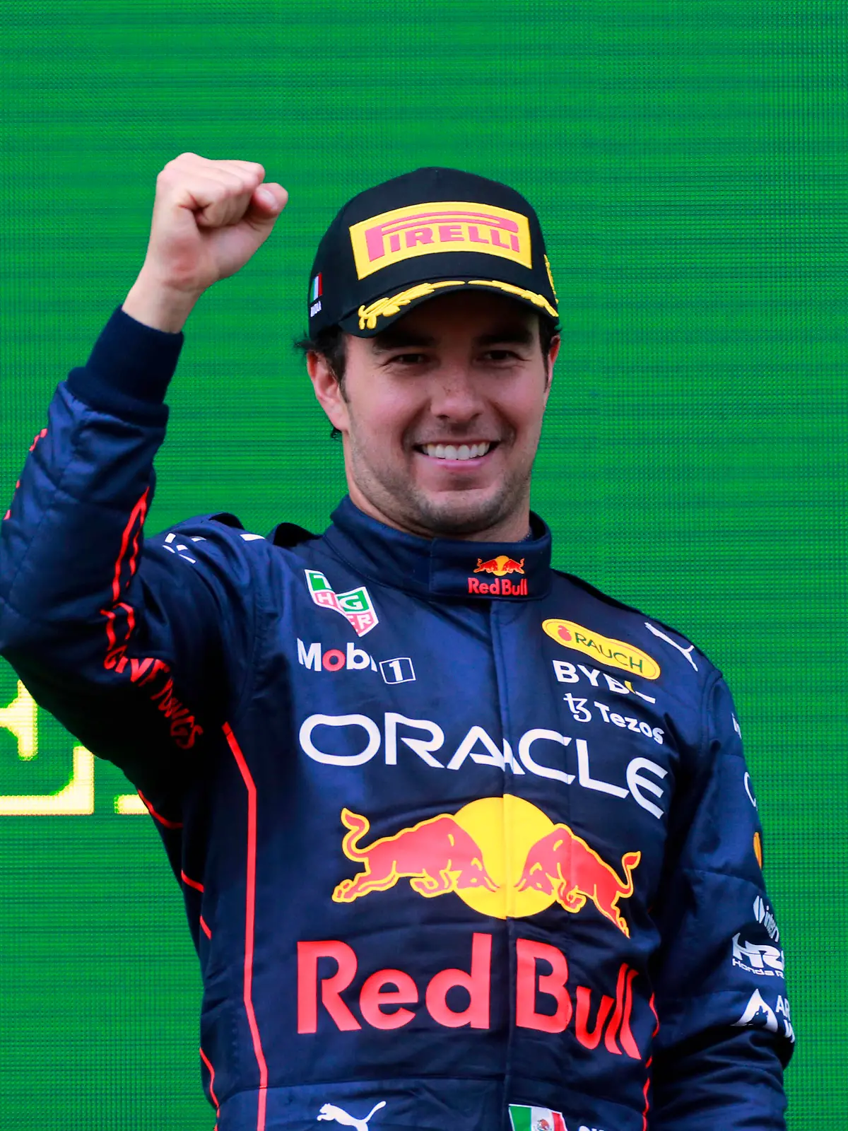  Formula 1 2022: Emilia Romagna GP AUTODROMO INTERNAZIONALE ENZO E DINO FERRARI, ITALY - APRIL 24: Sergio Perez, Red Bull Racing, 2nd position, on the podium during the Emilia Romagna GP at Autodromo Internazionale Enzo e Dino Ferrari on Sunday April 24, 2022 in imola, Italy. Photo by Steven Tee / LAT Images Images PUBLICATIONxINxGERxSUIxAUTxHUNxONLY GP2204_144646_1ST9298