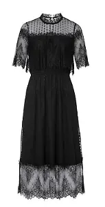 Schwarzes Midikleid aus Spitze