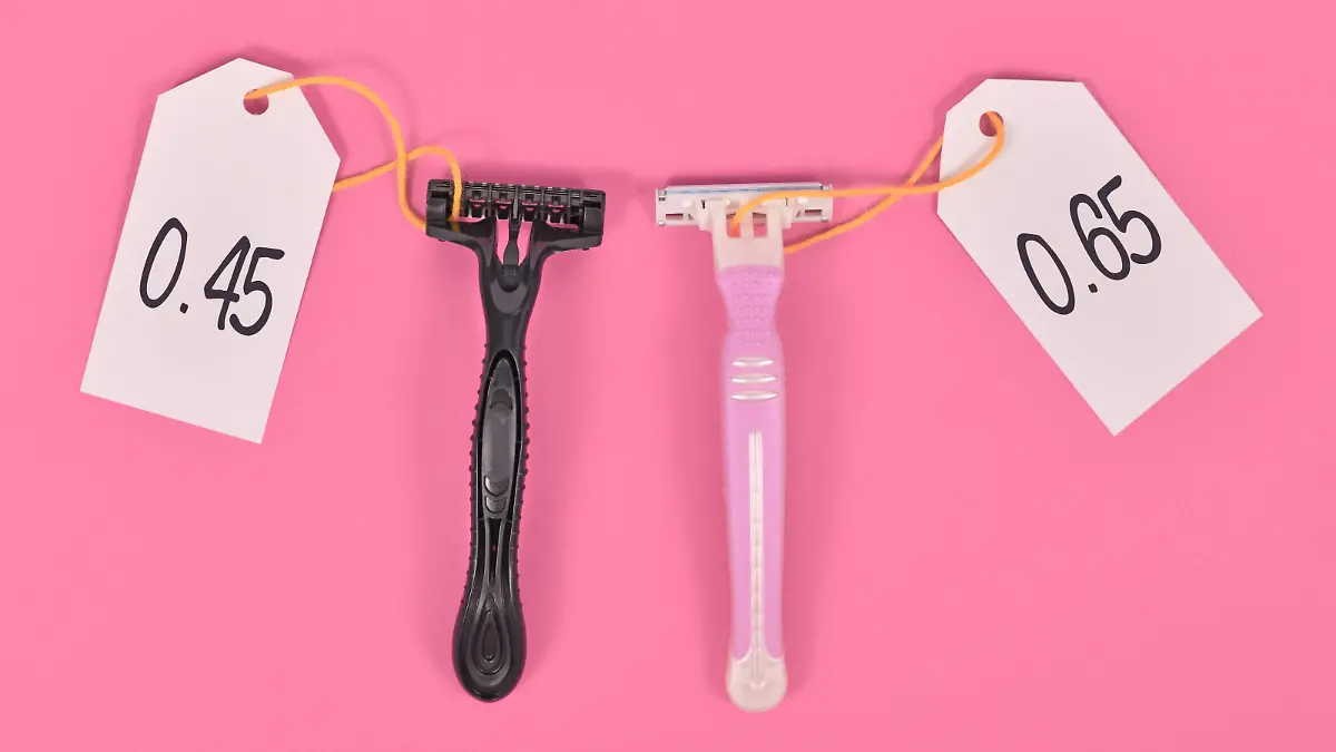 Concept for pink tax showing pink and black razor aimed at specific genders with different price tags
