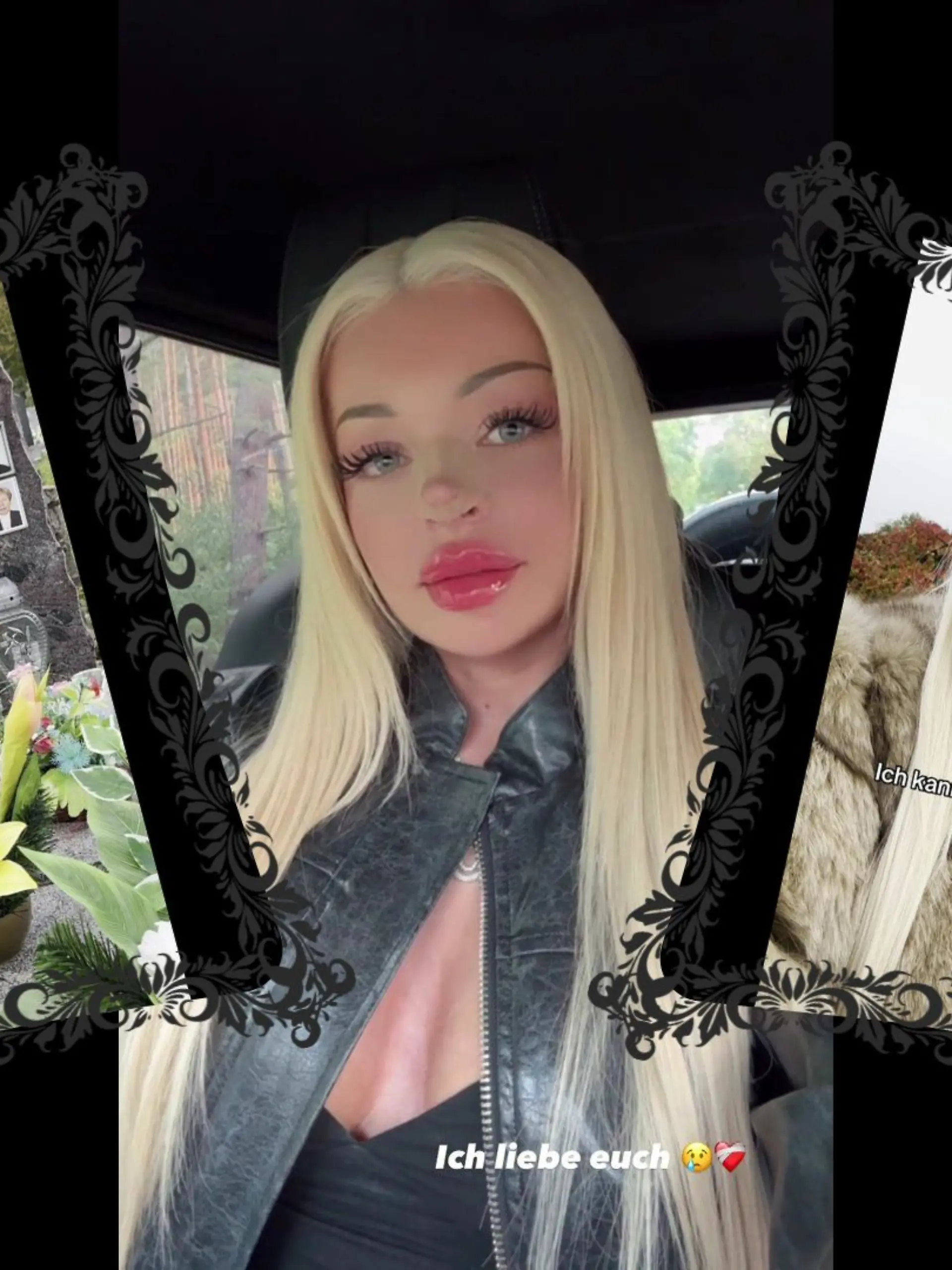 Katja Krasavice Bilder am Grab ihres Bruders.