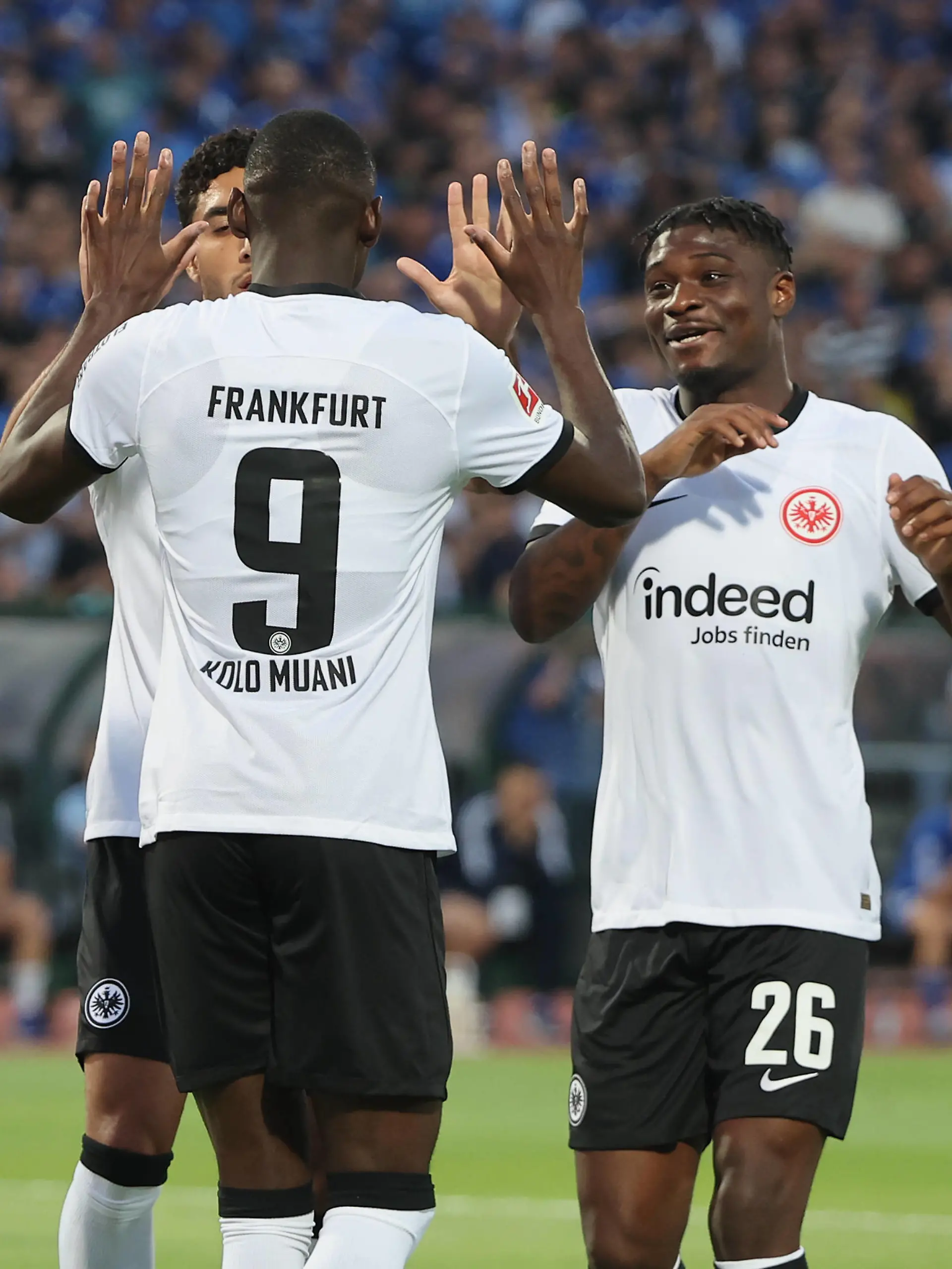 24.08.2023, Fussball UEFA Europa Conference League, Play-off Hinspiel, PFC Levski Sofia - Eintracht Frankfurt, emonline, emspor, v.l., Torjubel zum 0:1 durch Randal Kolo Muani Eintracht Frankfurt, Goal celebration, celebrate the goal DFL/DFB REGULATIONS PROHIBIT ANY USE OF PHOTOGRAPHS AS IMAGE SEQUENCES AND/OR QUASI-VIDEO. xdcx *** 24 08 2023, football UEFA Europa Conference League, play off first leg, PFC Levski Sofia Eintracht Frankfurt, emonline, emspor, v l , goal celebration to 0 1 by Randal Kolo Muani Eintracht Frankfurt , Goal celebration, celebrate the goal DFL DFB REGULATIONS PROHIBIT ANY USE OF PHOTOGRAPHS AS IMAGE SEQUENCES AND OR QUASI VIDEO xdcx Copyright: HMBxMedia