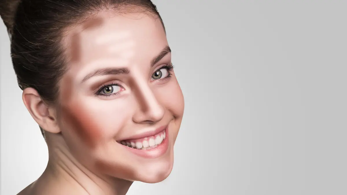 Make up woman face. Contour and Highlight makeup. Professional Contouring face make-up sample