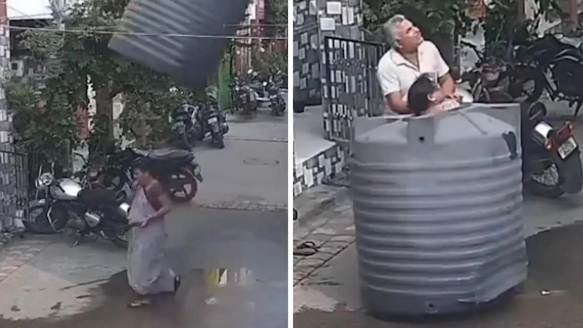 Wassertank kracht auf völlig ahnungslose Frau Alles Gute kommt von oben? Nein!