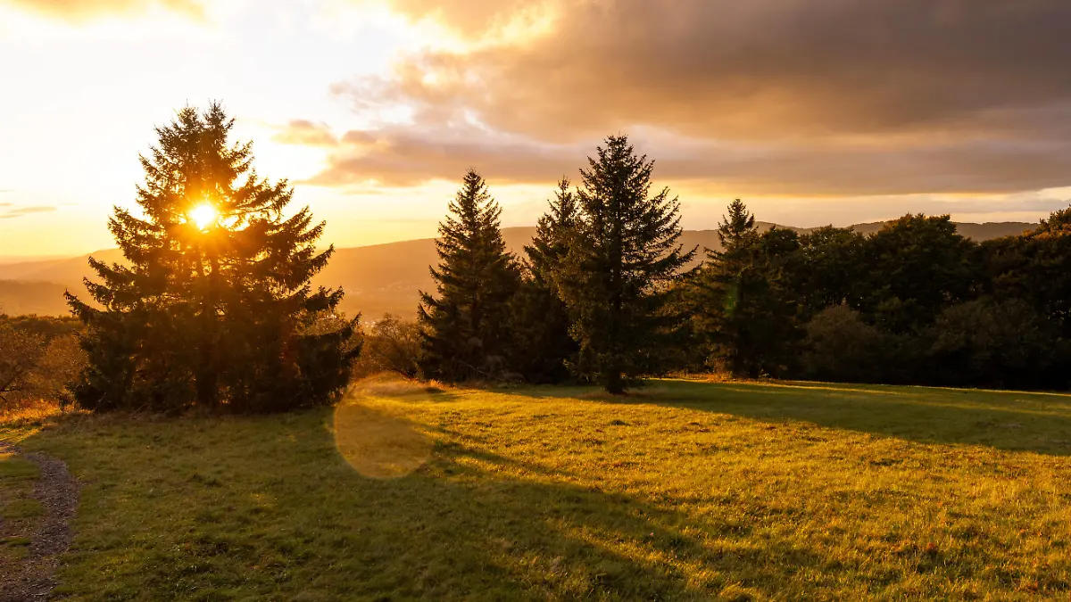 News Bilder des Tages Abendstimmung in der Rhön Die Abendsonne scheint bei einem Regenschauer auf die Landschaft am Kreuzberg in der bayerischen Rhön., Bischofsheim in der Rhön Bayern Deutschland *** Evening mood in the Rhön The evening sun shines on the landscape on the Kreuzberg in the Bavarian Rhön, Bischofsheim in der Rhön Bavaria Germany