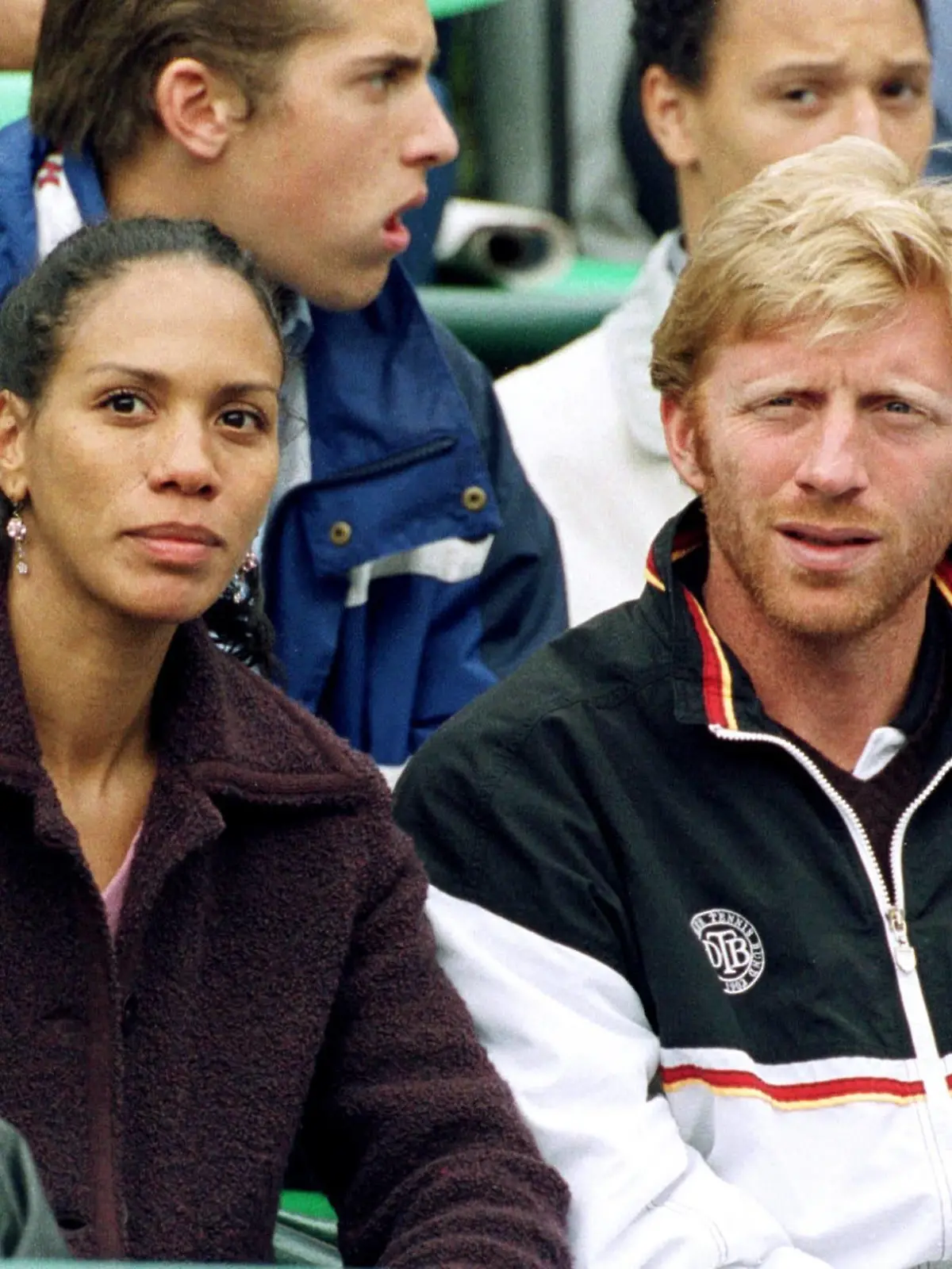 Boris Becker (Deutschland) mit seiner schwangeren Frau Barbara in der Loge der Deutschen  