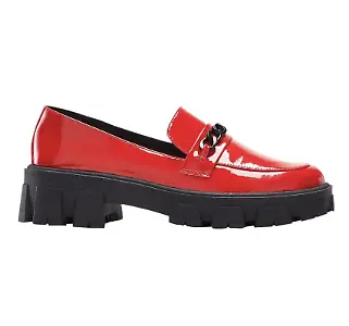 Roter Chunky-Loafer