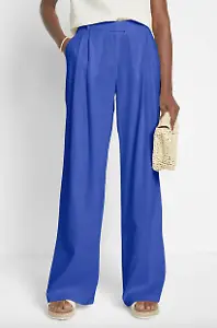 Palazzo-Hose mit Leinen in Blau