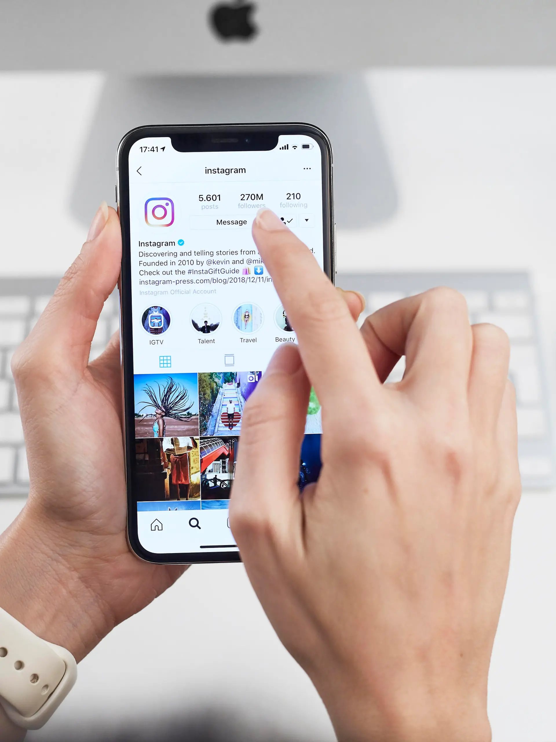 Istanbul, Turkey - December 15, 2018: Person holding a brand new Apple iPhone X with Instagram profile on the screen. Instagram is an online mobile social networking service, launched in October 2010.