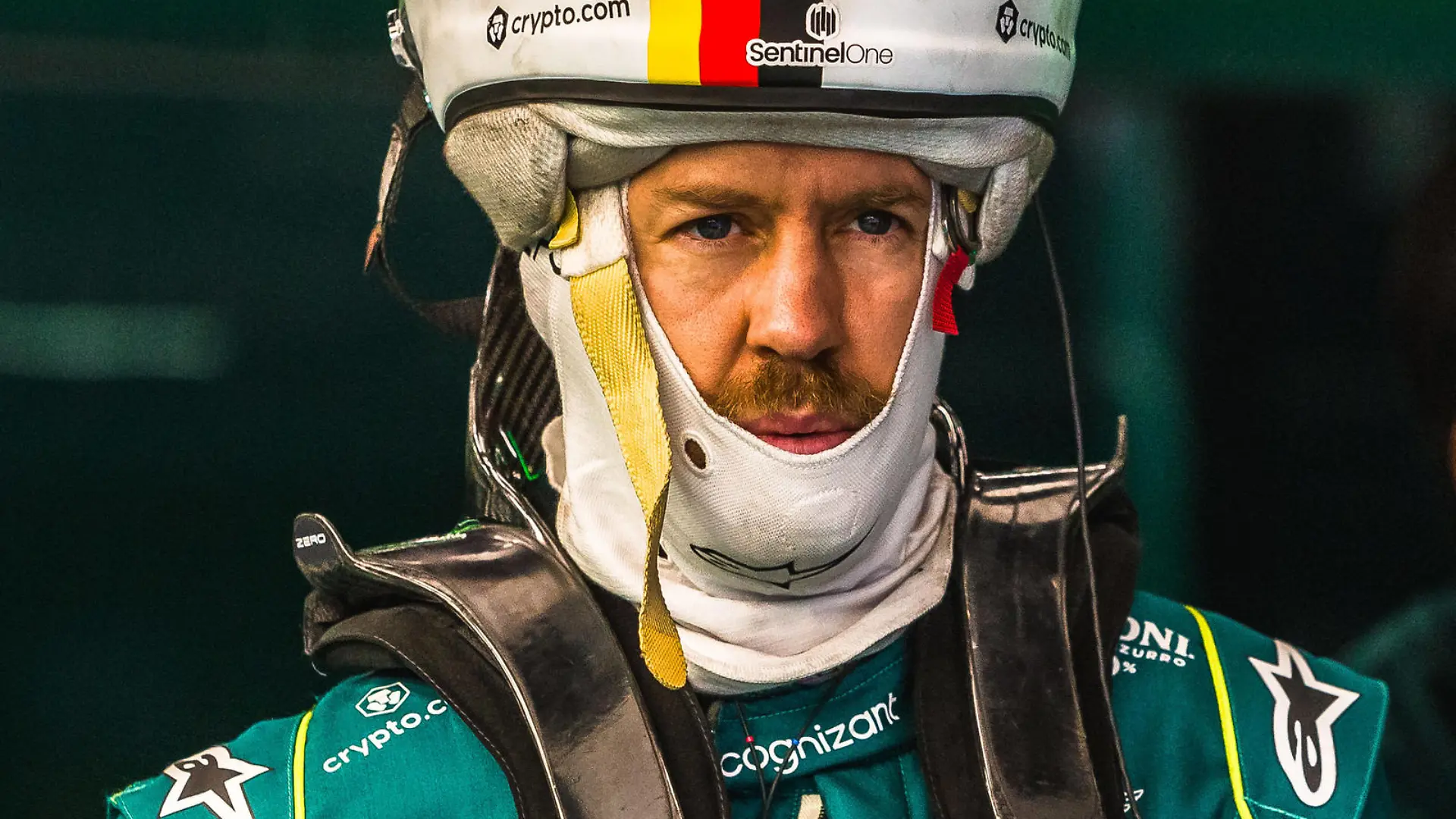 February 25, 2022, Barcelona, Catalonia, Spain: SEBASTIAN VETTEL GER from team Aston Martin in the teams garage at day three of the Formula One winter testing at Circuit de Catalunya Barcelona Spain - ZUMAo105 20220225_zap_o105_033 Copyright: xMatthiasxOesterlex