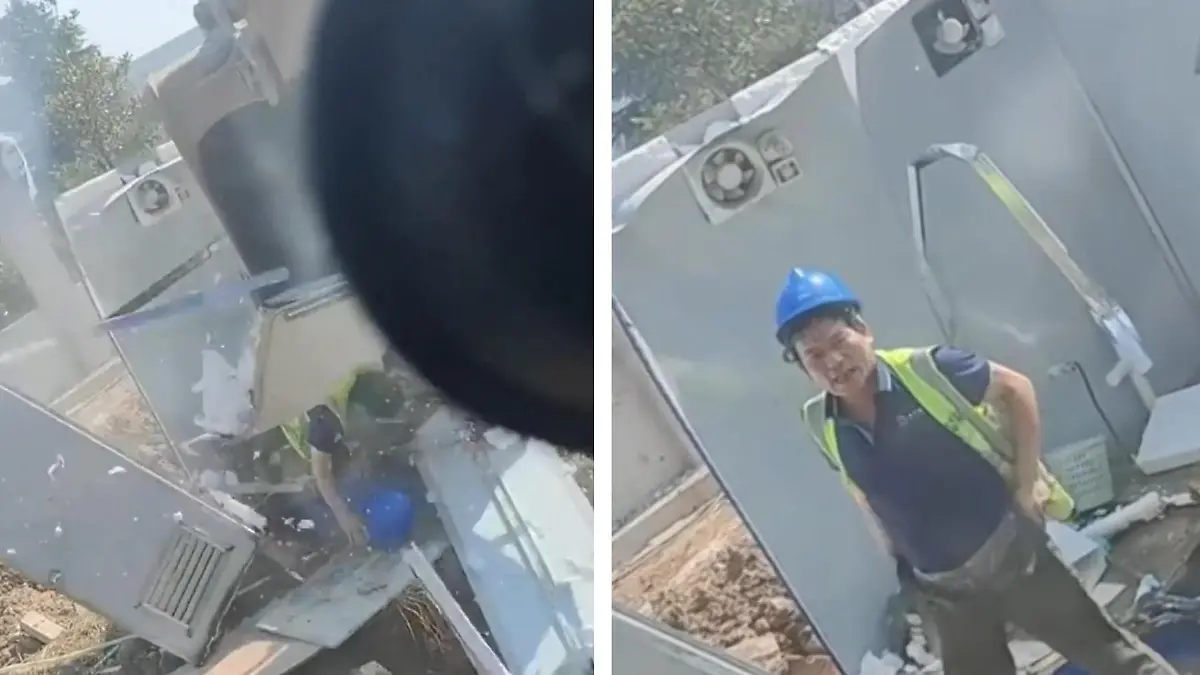 Baggerfahrer reißt Toilette ab – während Kollege darauf sitzt Mann, dieser Platz ist besetzt!