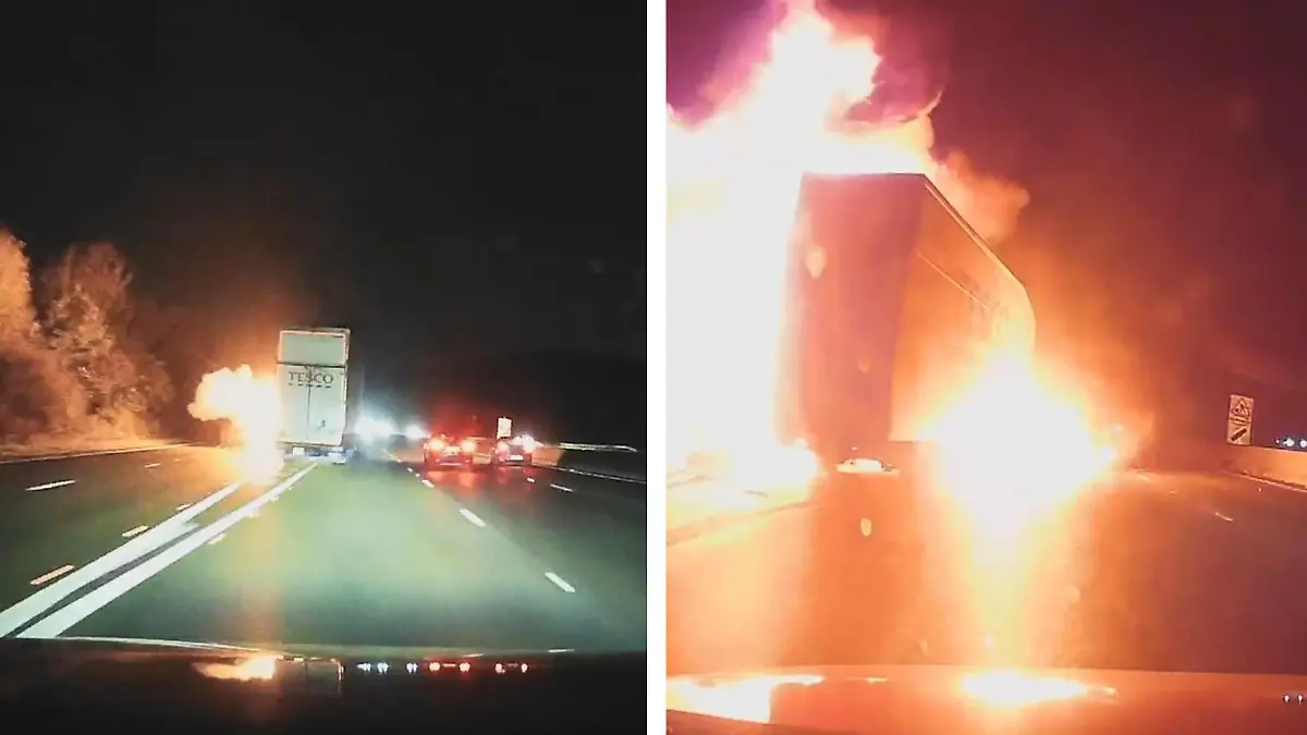 LKW verpasst Ausfahrt und kracht in Leitplanke – Explosion!