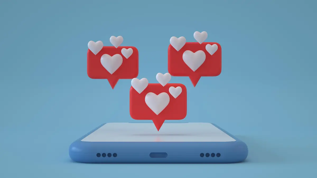 3d rendering of social media notification like icon on Smartphone.