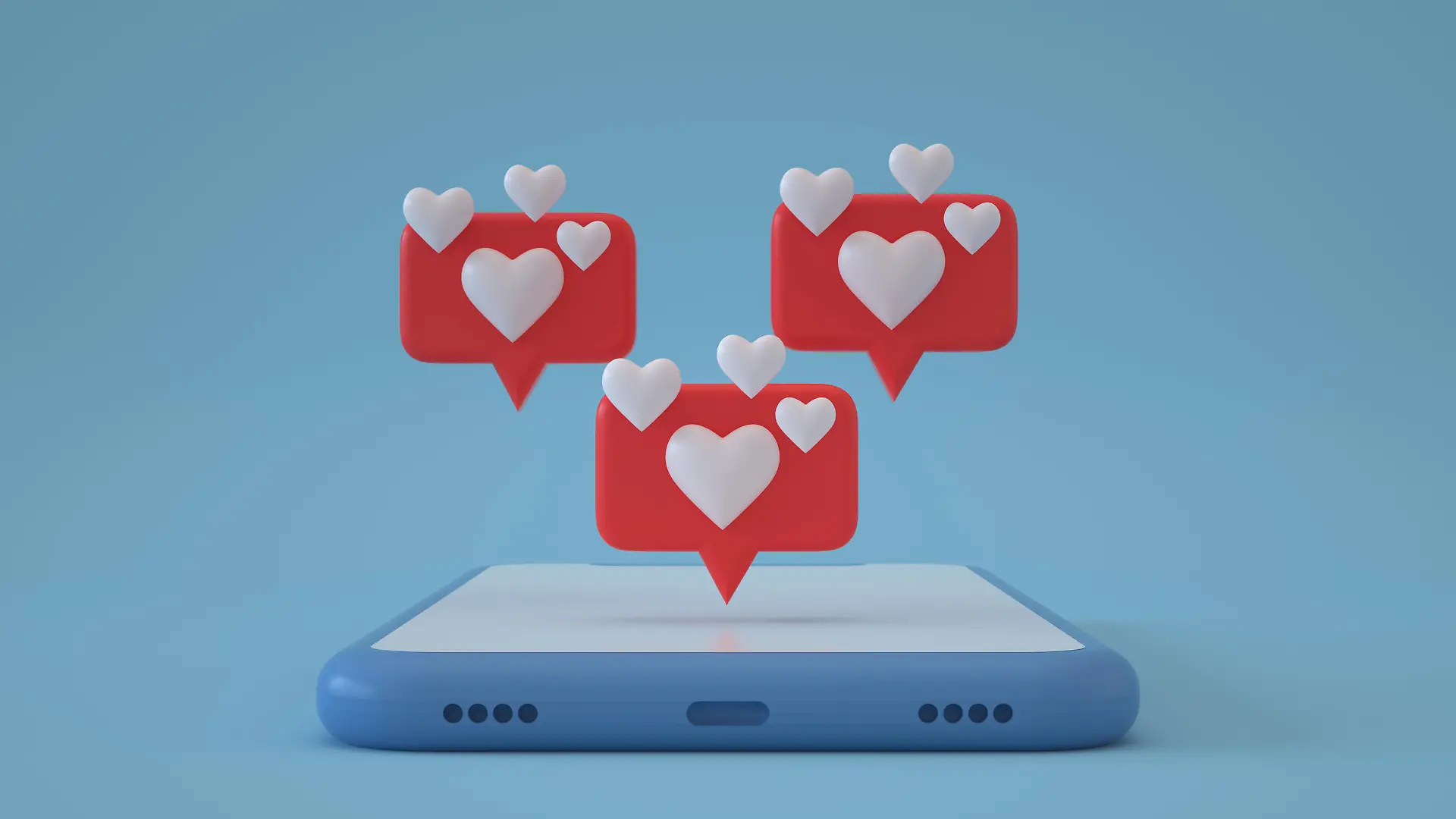 3d rendering of social media notification like icon on Smartphone.