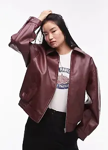 Oversize-Bomberjacke aus Kunstleder von Topshop