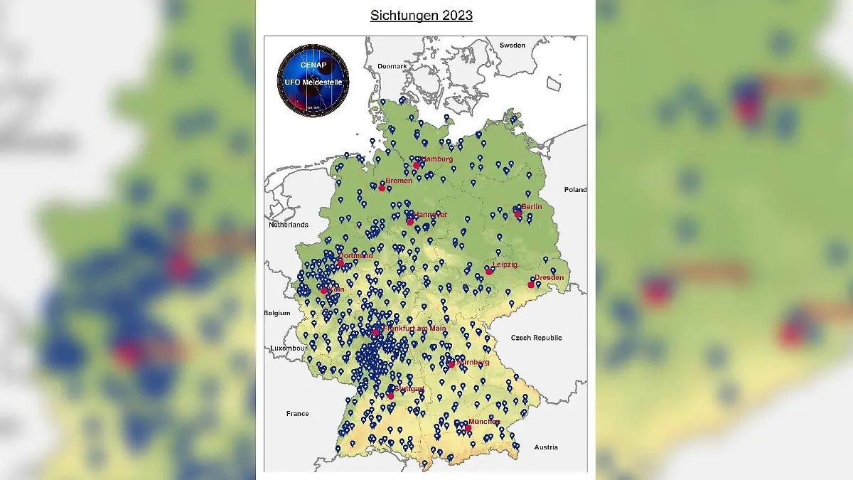 Hier wurden in Deutschland im Jahr 2023 UFOs gesichtet.