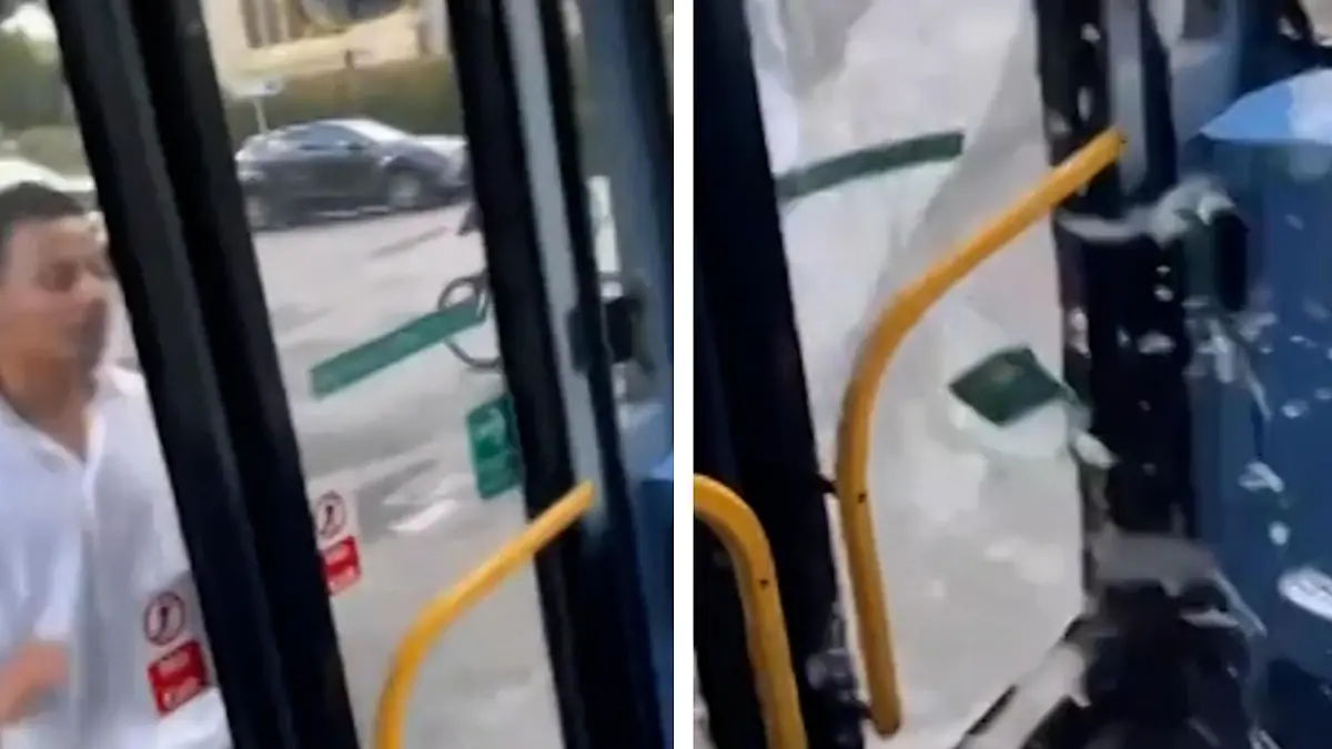 Busfahrer wirft ihn raus! Rüpel tritt Tür in Scherben