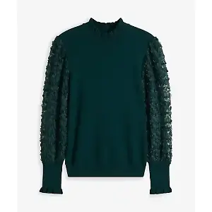 Rollkragenpullover mit dekorativen Chiffonärmeln