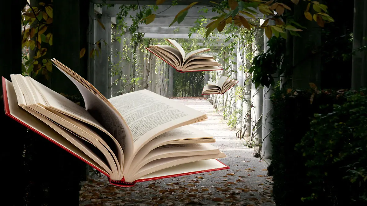 Books Flying Through Nature