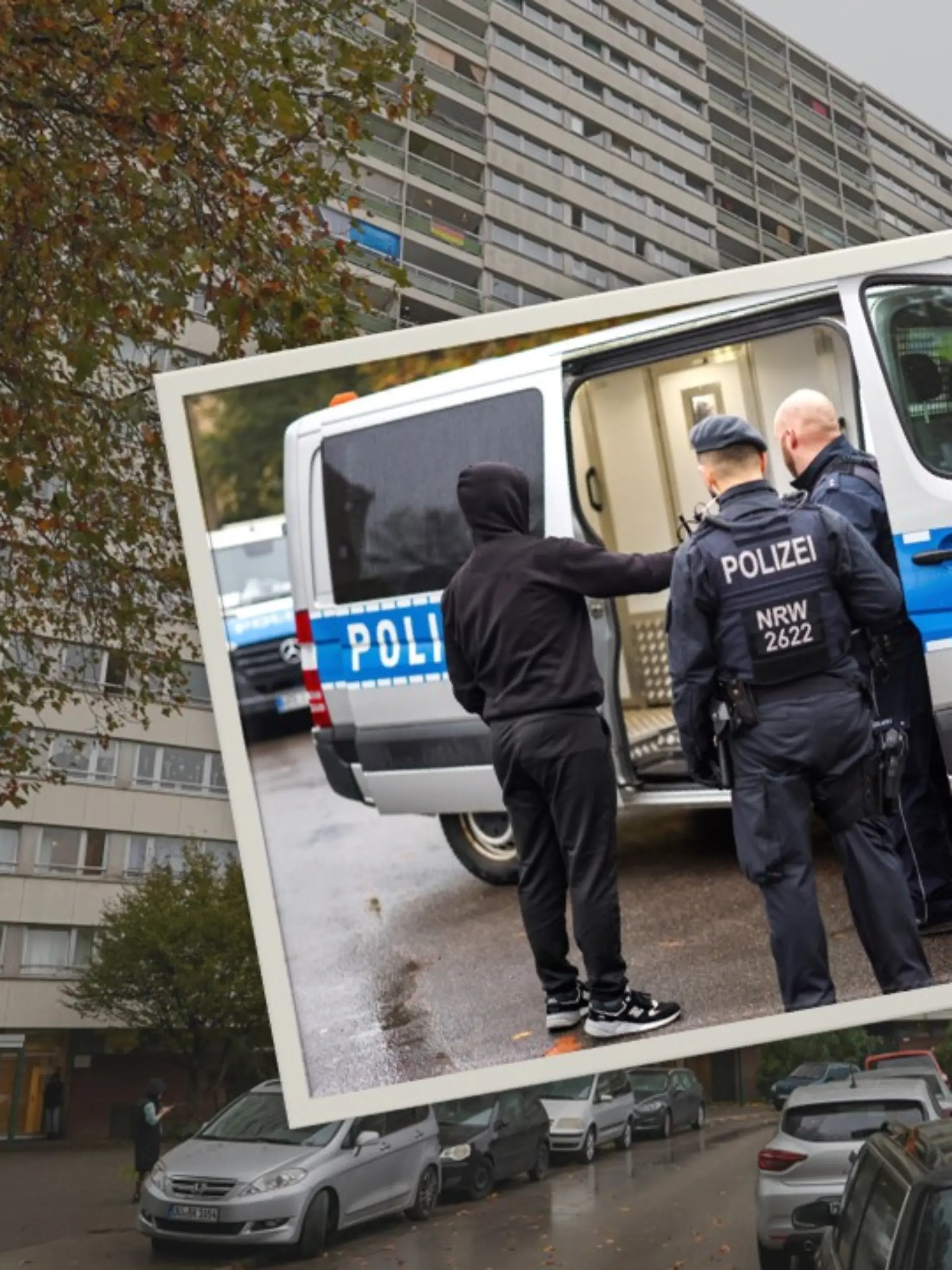 Die Polizei und das Ordnungsamt kontrollierten in einem der „Weißen Riesen” in Duisburg.