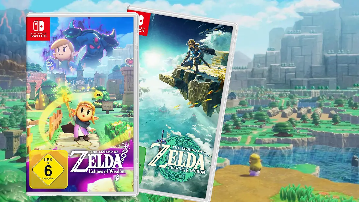 Die Zelda-Spiele „Echoes of Wisdom” und „Tears of the Kingdom” für die Switch.