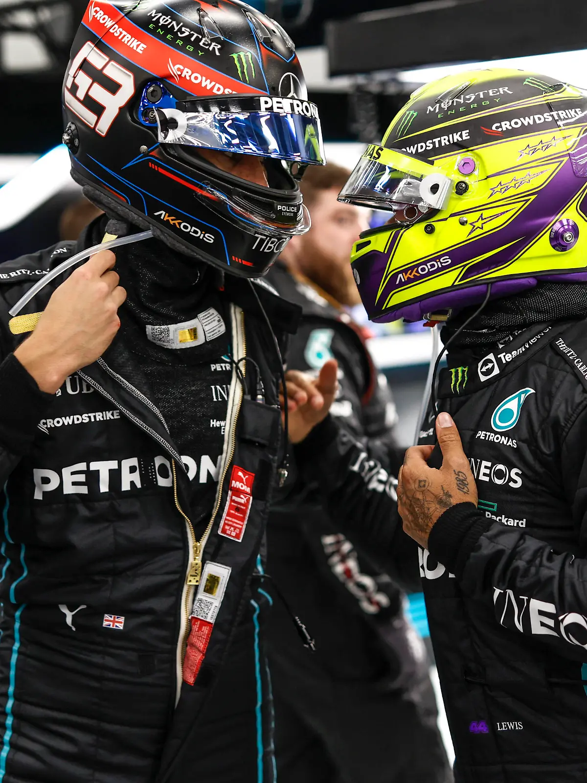 63 George Russell GBR, Mercedes-AMG Petronas F1 Team, 44 Lewis Hamilton GBR, Mercedes-AMG Petronas F1 Team, F1 Grand Prix of Saudi Arabia at Jeddah Corniche Circuit on March 27, 2022 in Jeddah, Saudi Arabia. Photo by HOCH ZWEI Jeddah Saudi Arabia *** 63 George Russell GBR, Mercedes AMG Petronas F1 Team , 44 Lewis Hamilton GBR, Mercedes AMG Petronas F1 Team , F1 Grand Prix of Saudi Arabia at Jeddah Corniche Circuit on March 27, 2022 in Jeddah, Saudi Arabia Photo by HOCH ZWEI Jeddah Saudi Arabia