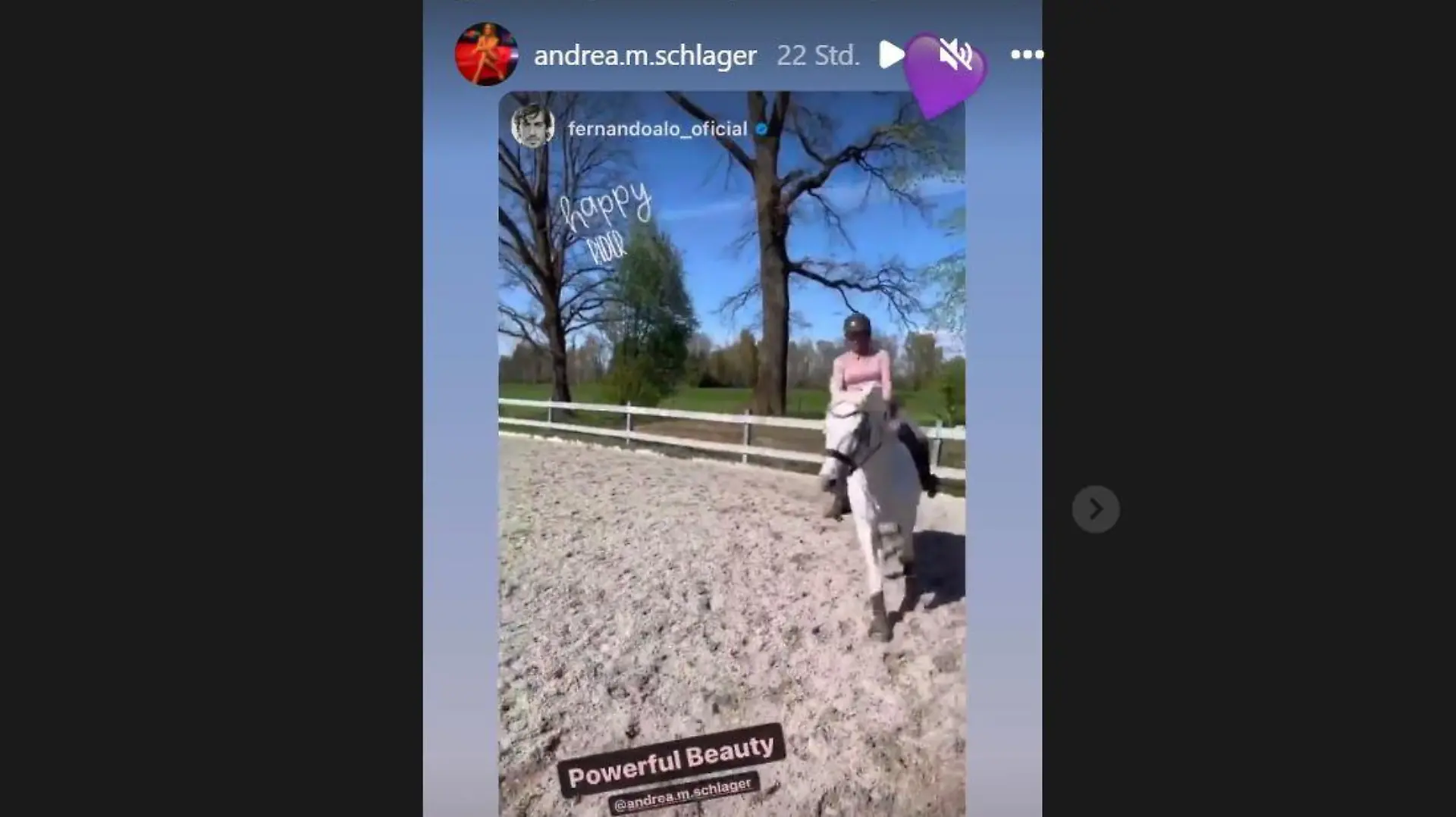 Andrea Schlager reitet auf einem Pferd